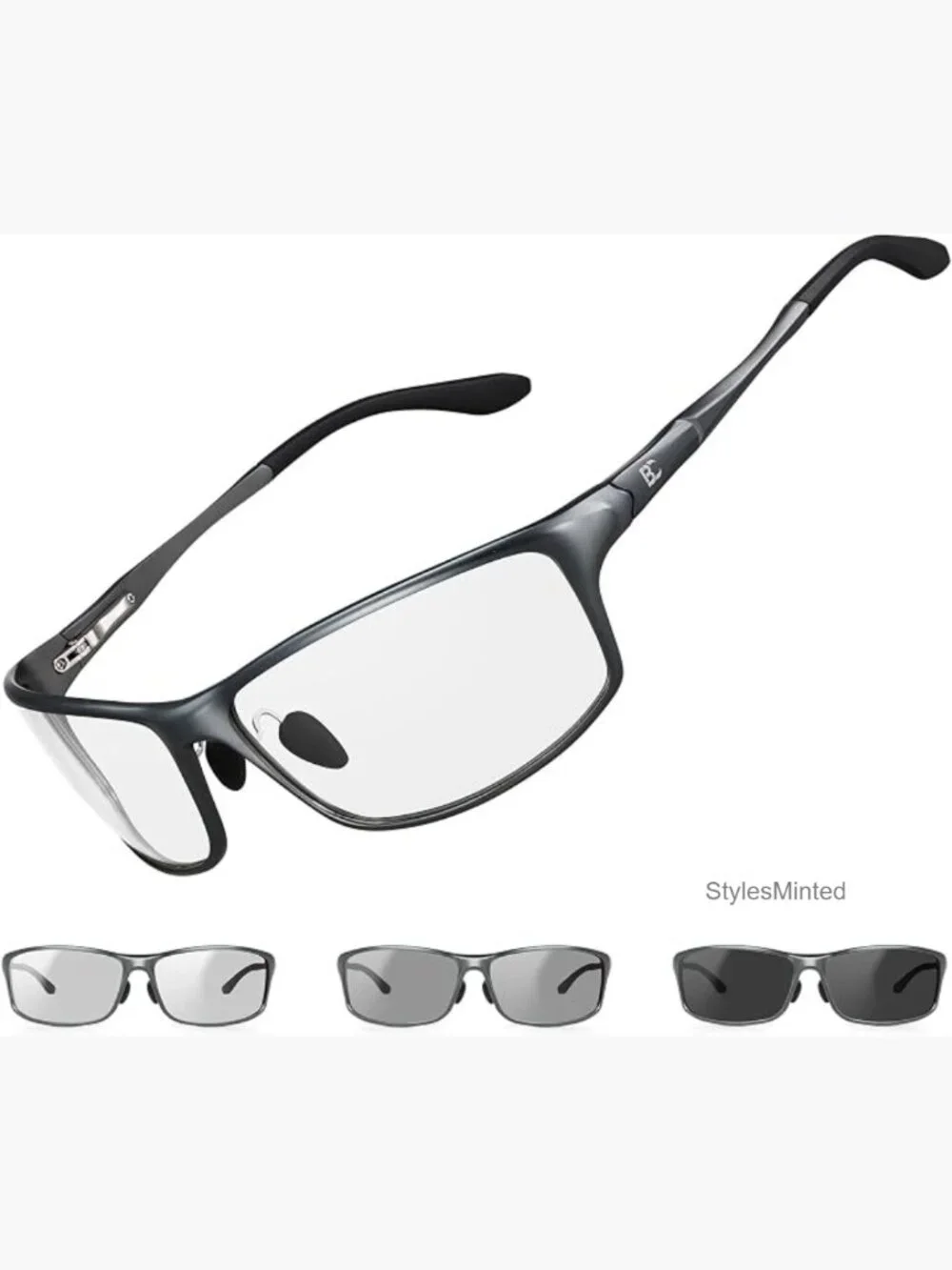 Polarized Wrap-Around Sunglasses Men UV Protection Lightweight Metal Driving